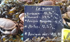 Цены на продукты питания в Париже, омары